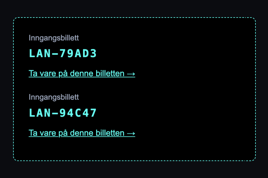 Ordrebekreftelsen med «Lag konto»-lenken markert